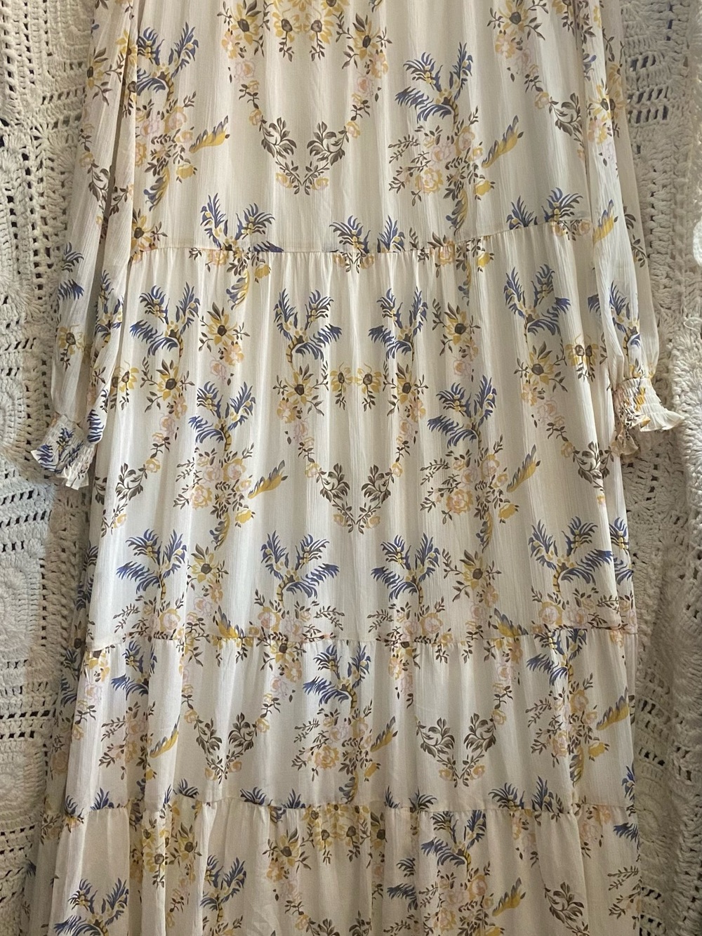 NWT Arula Size B 2X Ivory Floral Tiered Maxi Dress Boho - Picture 11 of 13